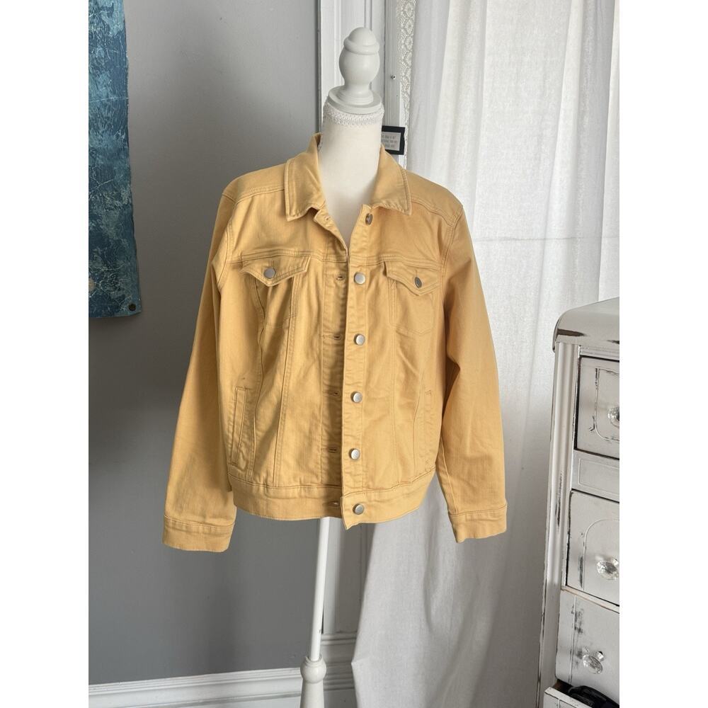 NWT MARKET AND SPRUCE XXL Yellow Mustard Boyfriend Denim Jean Trucker Jacket